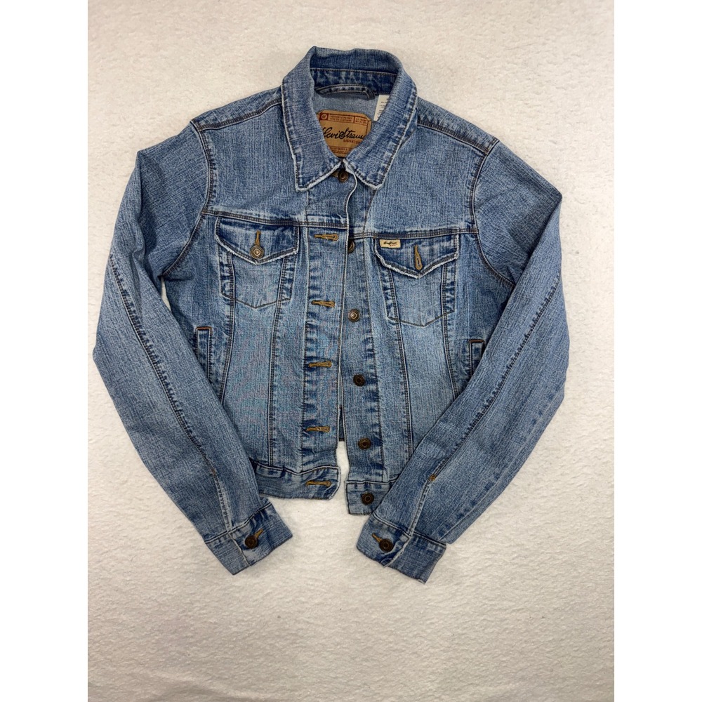 Levi Strauss Signature Womens Medium Wash Denim Trucker Jacket Size M